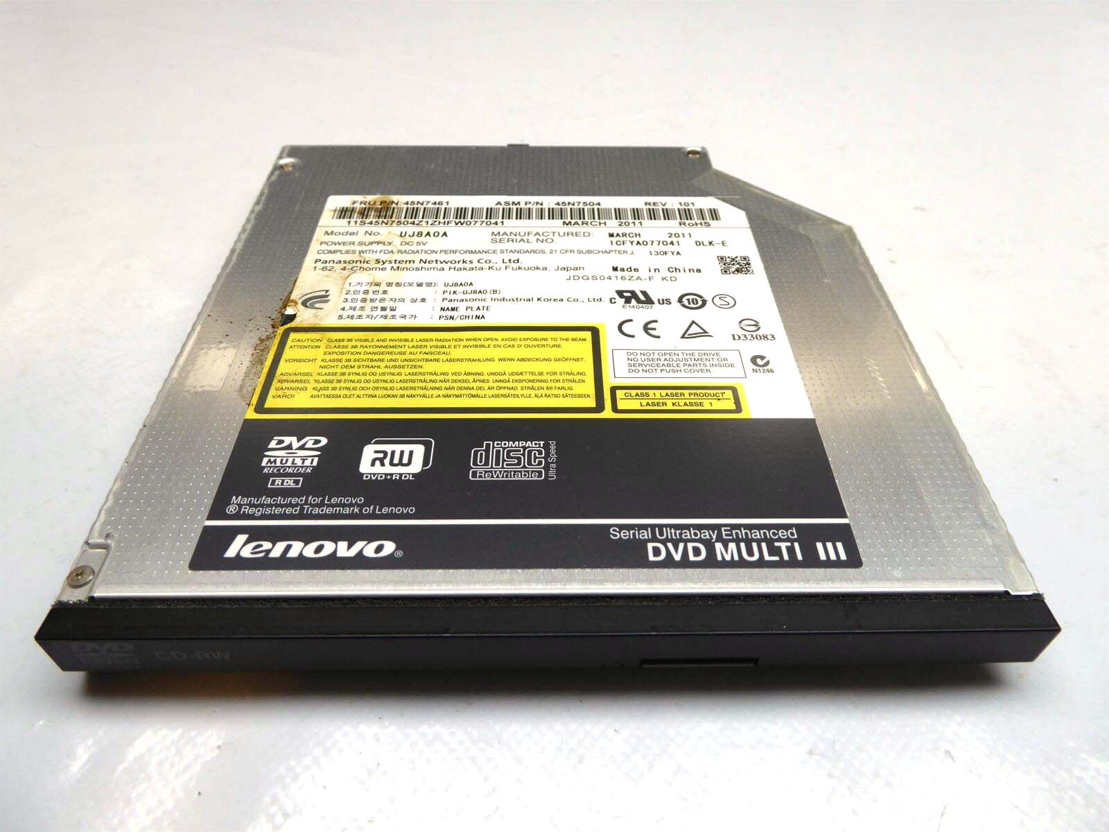 Lenovo Thinkpad 15 6 T510 W5 Sata Dvd Rw Burner Drive Uj8a0a Fru 45n7461 Used A Grand Liquidation